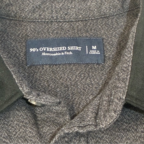 Abercrombie & Fitch 90s Oversized Shirt Mens Medium Gray Corduroy Collar Shacket - Picture 4 of 7